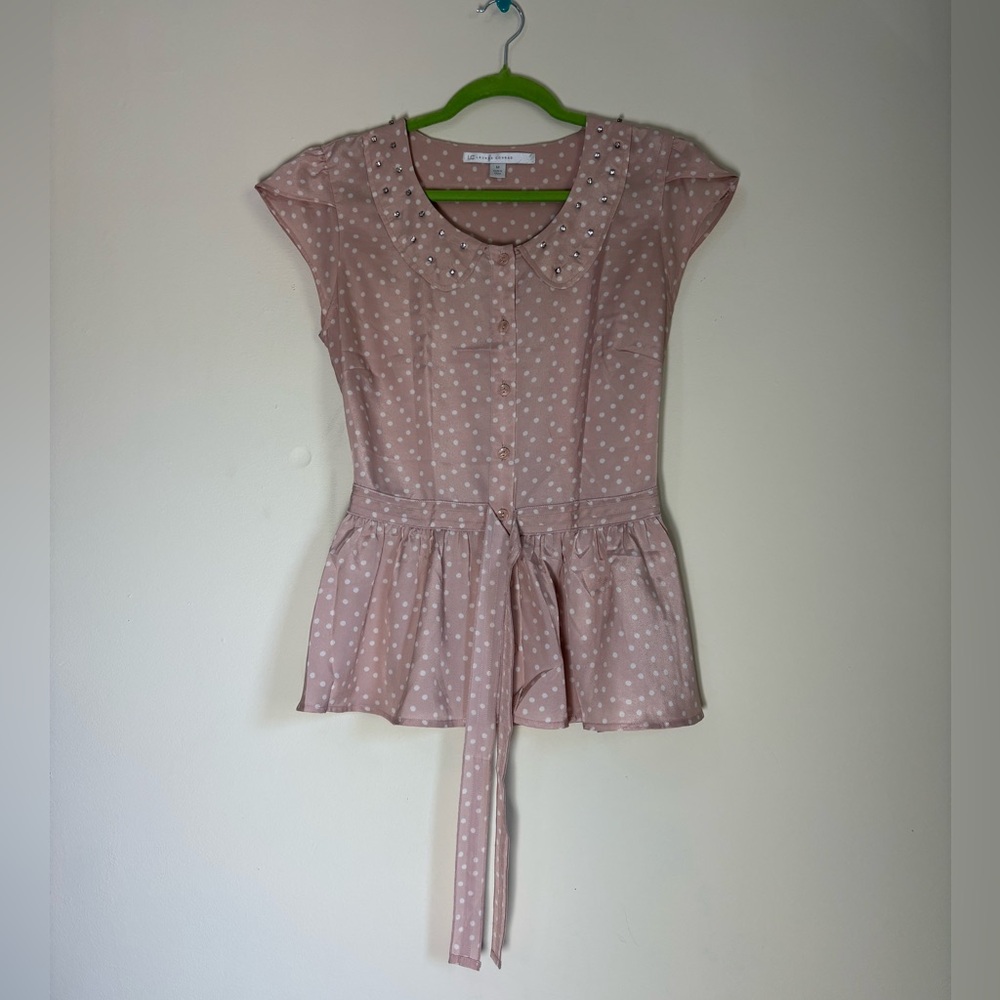 LC Lauren Conrad Blush Polka Dot Blouse